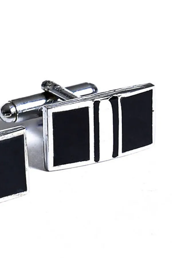 Black - White Rectangular Cufflinks - Wessi sold by Wessi product image thumbnail 2