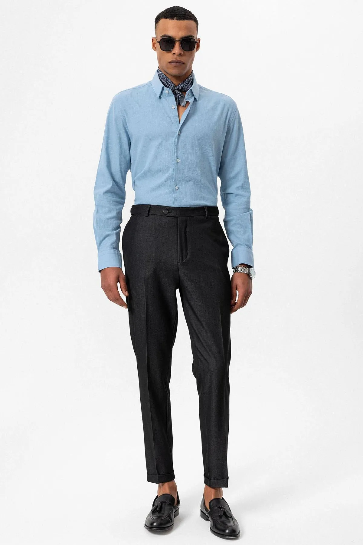 Men's Smoked Slim Fit Cuffed Pants - Wessi sold by Wessi product image thumbnail 3