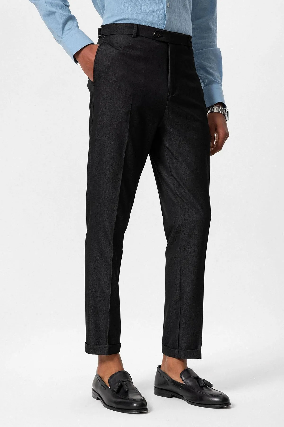 Men's Smoked Slim Fit Cuffed Pants - Wessi sold by Wessi product image thumbnail 2