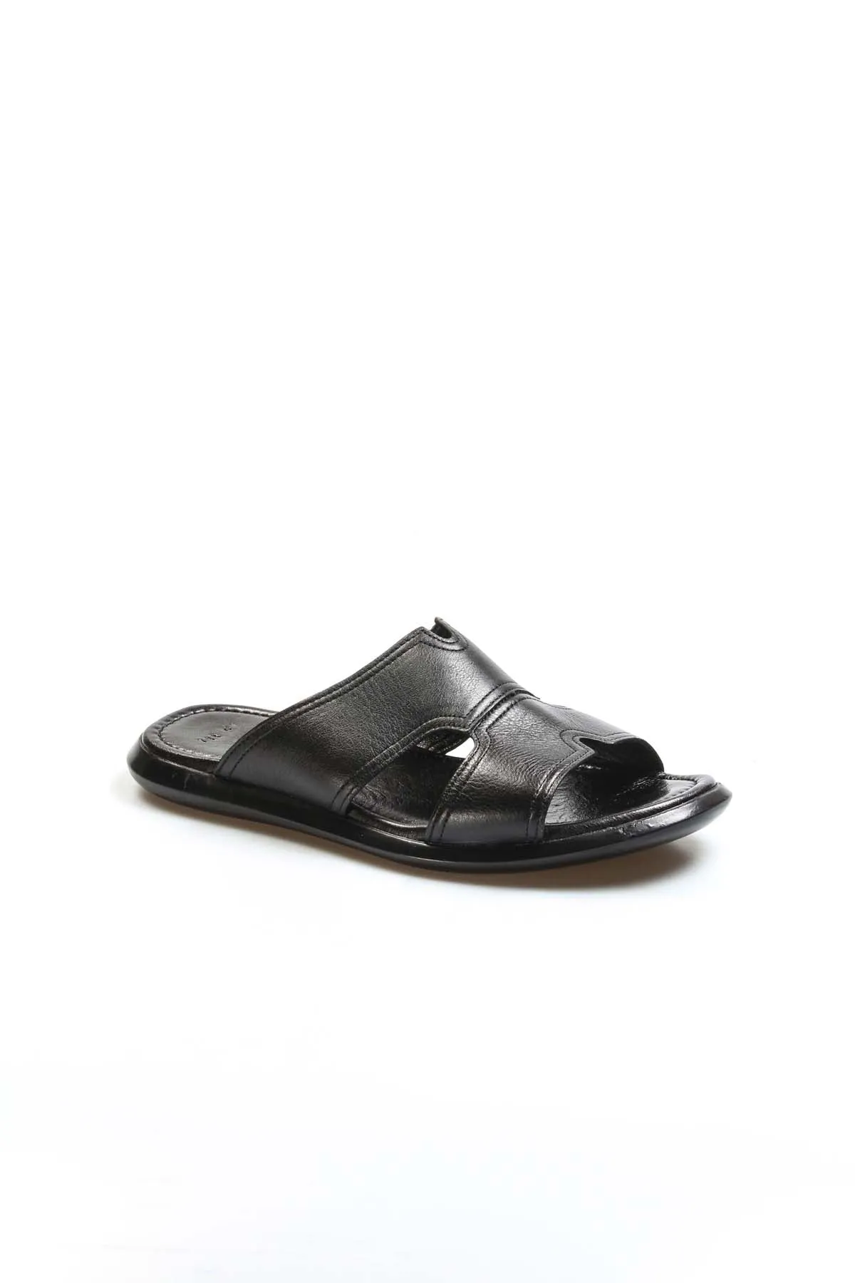 Black Leather Open-Toe Slide Sandals Wessi sold by Wessi product image thumbnail 3