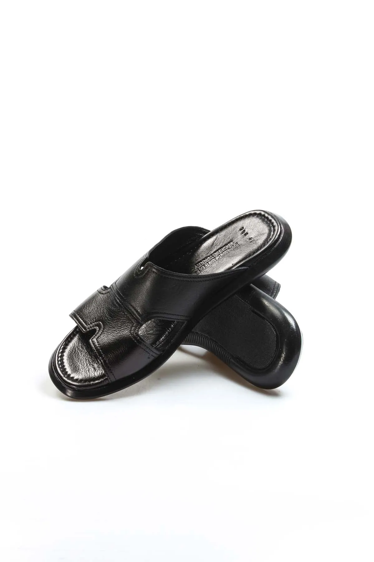 Black Leather Open-Toe Slide Sandals Wessi sold by Wessi product image thumbnail 4