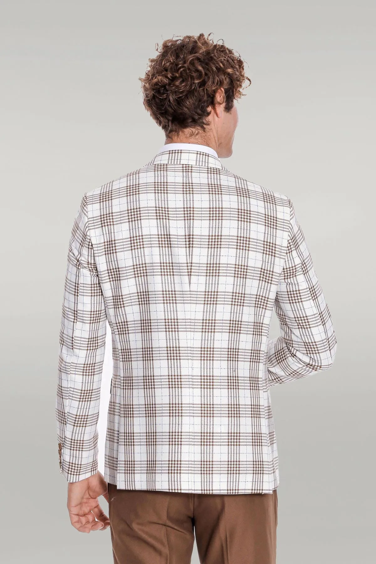 Checked Slim Fit Brown Men Suit - Wessi sold by Wessi product image thumbnail 4