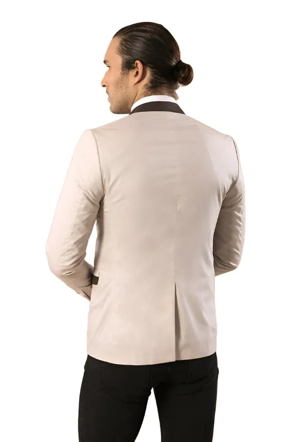 Single Button Standing Collar Cream Men Blazer - Wessi sold by Wessi product image thumbnail 5