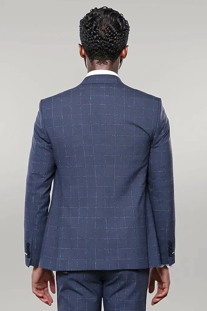 Dark Blue Vested Checked Men Suit | Wessi sold by Wessi product image thumbnail 4
