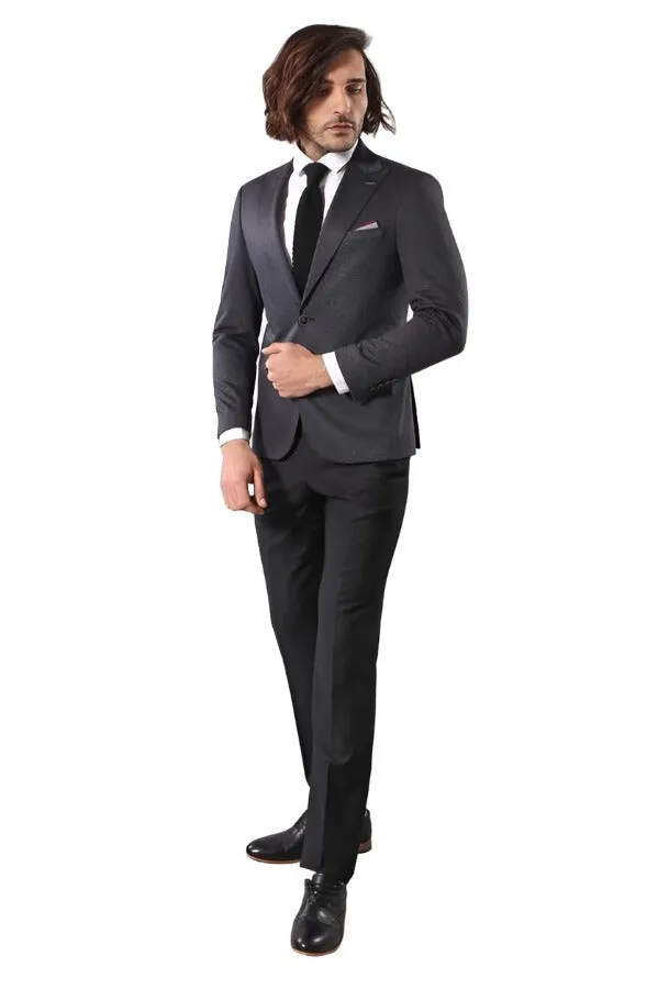 Single Button Double Vent Pointed Collar Navy Blue Blazer - Wessi sold by Wessi product image thumbnail 3