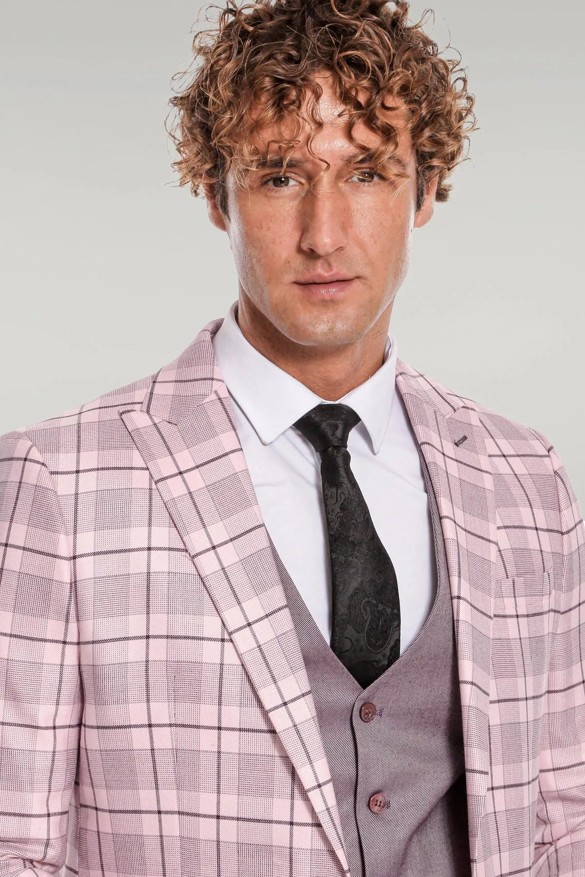 Checked Slim Fit Pink Men Suit - Wessi sold by Wessi product image thumbnail 3
