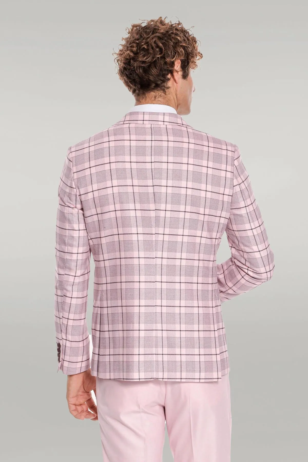 Checked Slim Fit Pink Men Suit - Wessi sold by Wessi product image thumbnail 4