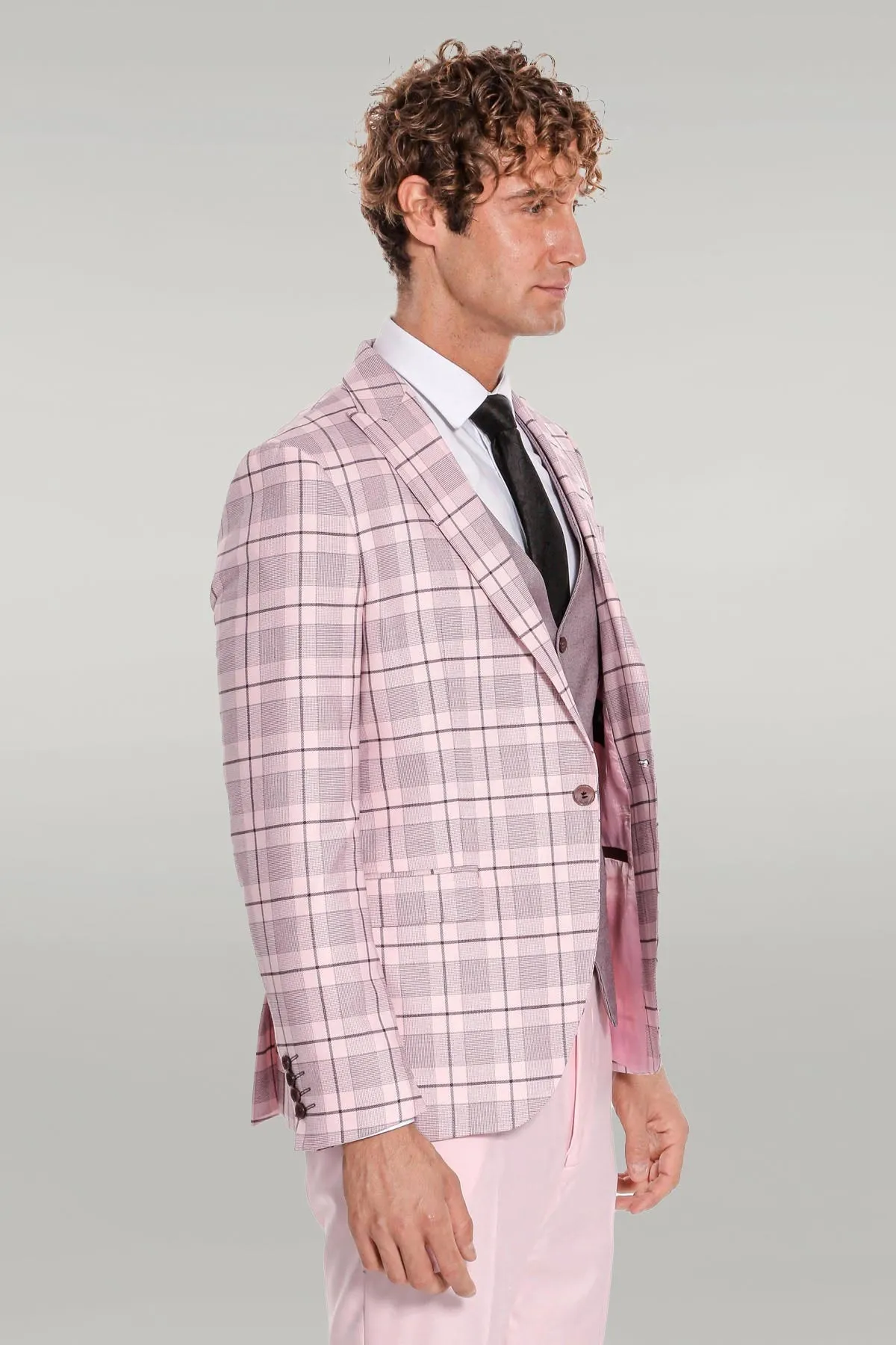 Checked Slim Fit Pink Men Suit - Wessi sold by Wessi product image thumbnail 5