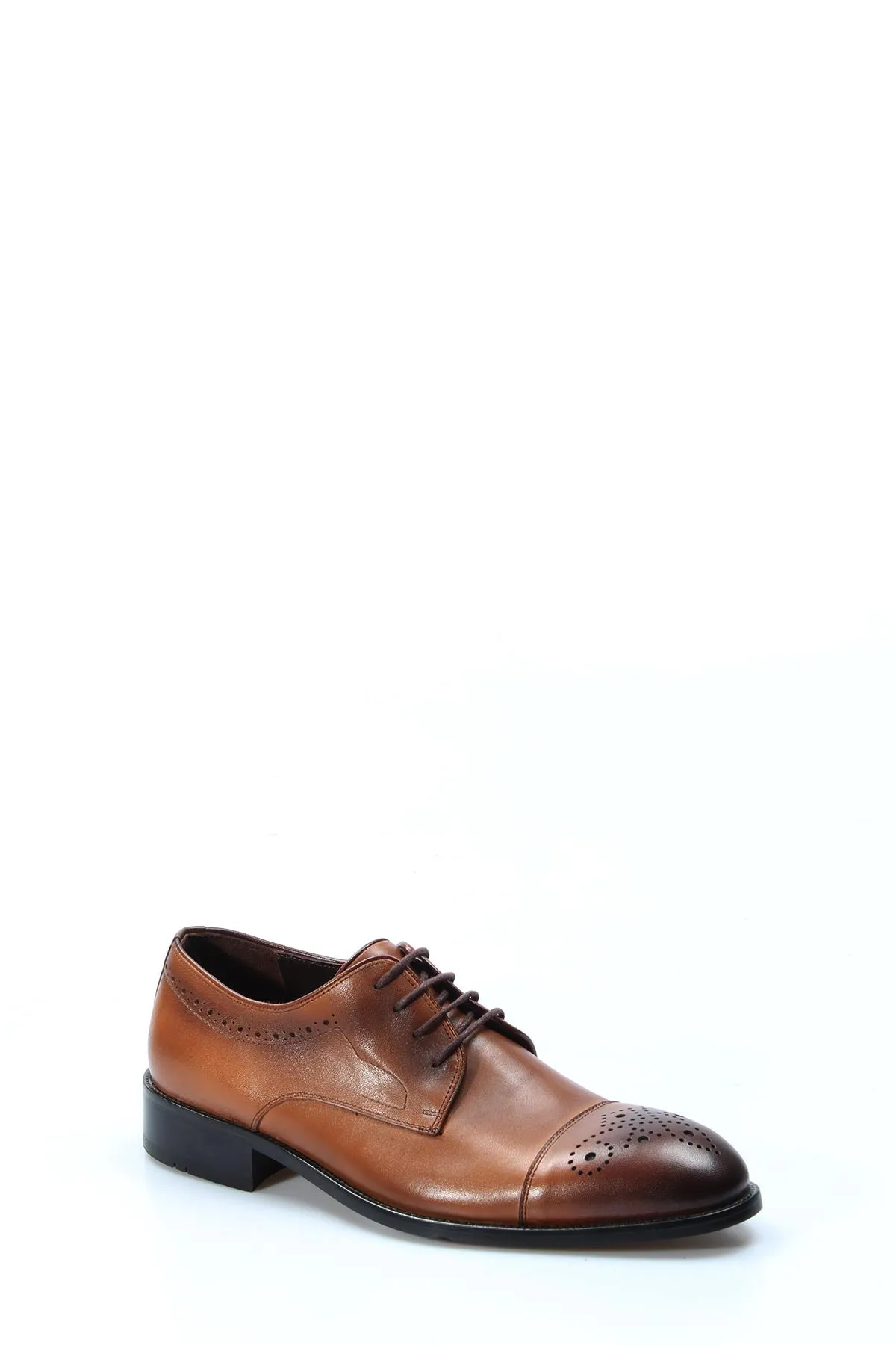 Men's Brown Leather Brogue Oxford Shoes with Perforated Cap Toe - Wessi sold by Wessi product image thumbnail 3