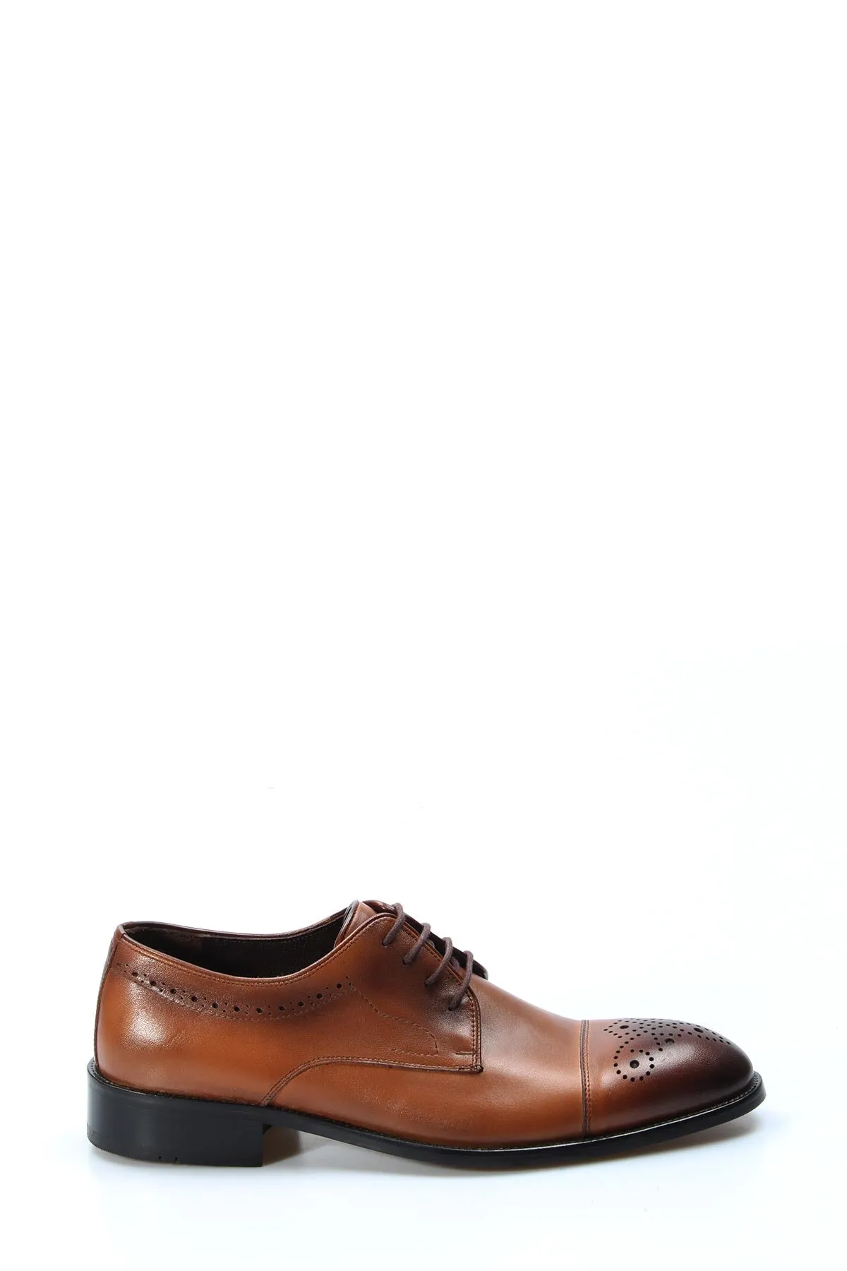 Men's Brown Leather Brogue Oxford Shoes with Perforated Cap Toe - Wessi sold by Wessi
