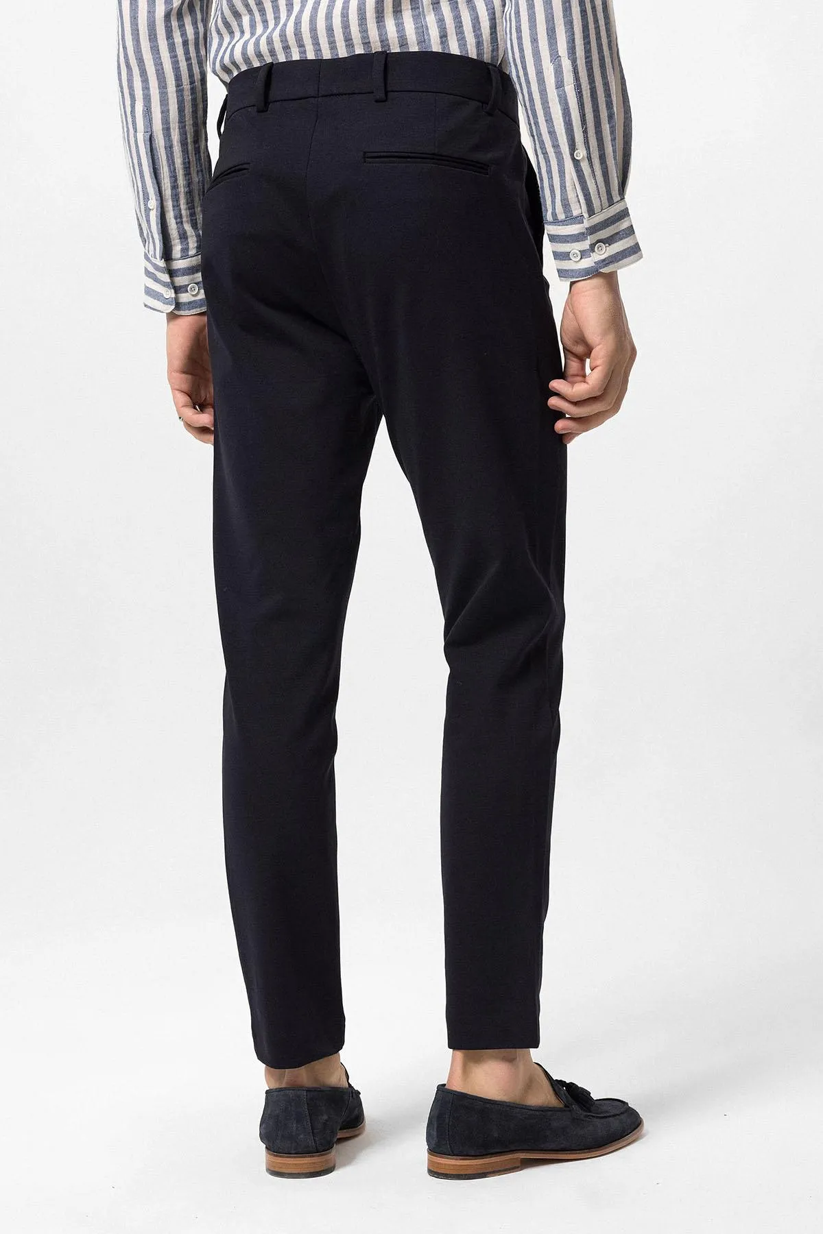 Navy Blue Slim Fit Men's Trousers - Wessi sold by Wessi product image thumbnail 5