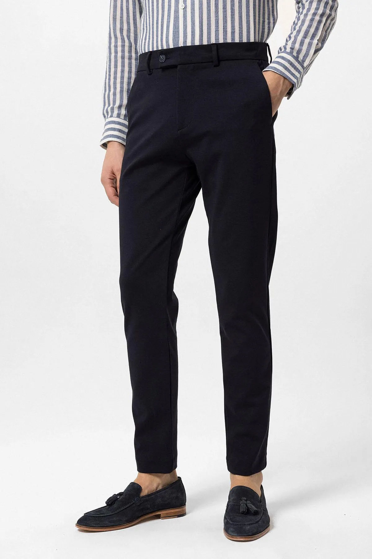 Navy Blue Slim Fit Men's Trousers - Wessi sold by Wessi product image thumbnail 2