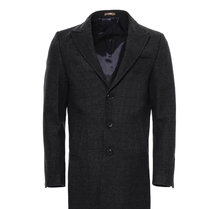 Wide Lapel Striped Slim Fit Anthracite Men Coat - Wessi sold by Wessi