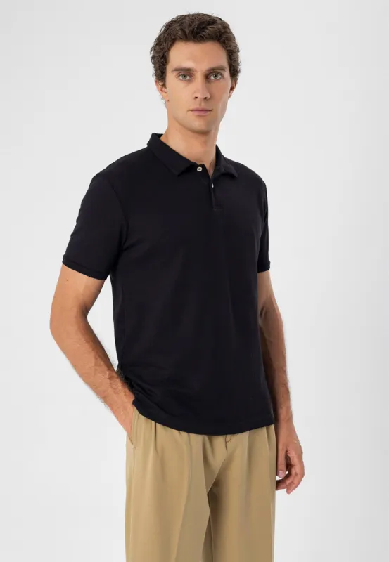 Men's Black Polo Neck Slim Fit T-Shirt - Wessi sold by Wessi