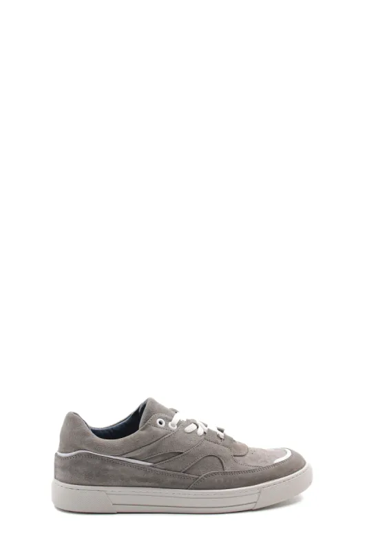 Men's Grey Suede Casual Sneakers with White Laces - Wessi sold by Wessi