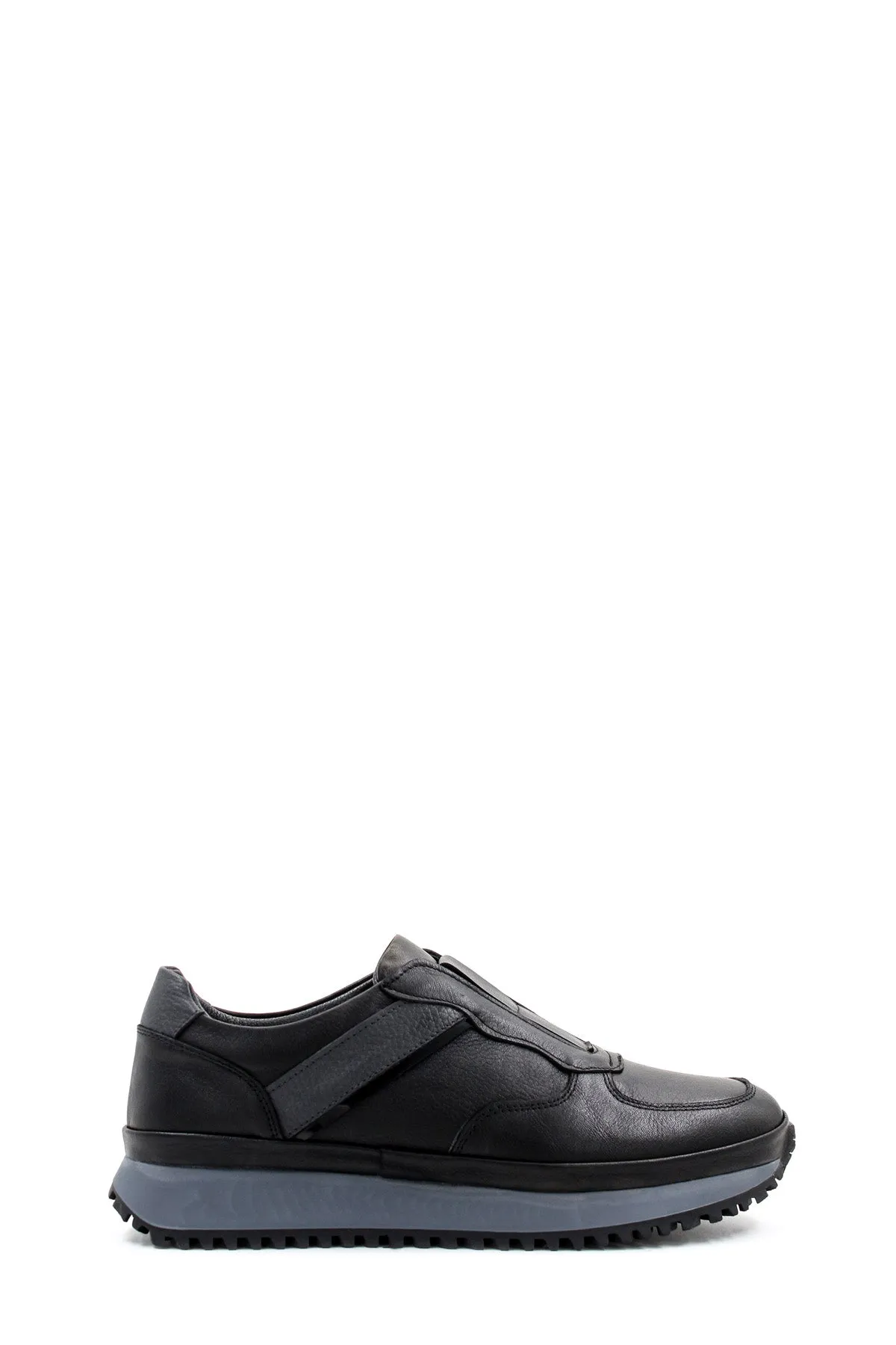 Men's Black Leather Slip-On Sneakers with Cushioned Sole - Wessi sold by Wessi