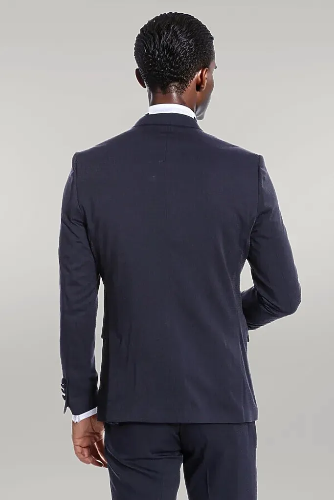 Velvet Lapel Slim Fit Navy Blue Men Tuxedo - Wessi sold by Wessi product image thumbnail 4