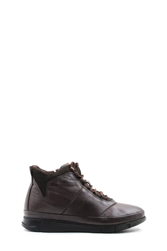 Men's Brown Leather High-Top Boots with Cushioned Sole - Wessi sold by Wessi