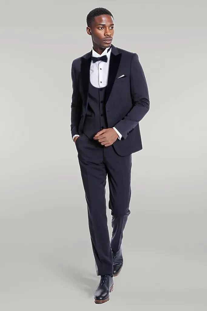 Velvet Lapel Slim Fit Navy Blue Men Tuxedo - Wessi sold by Wessi product image thumbnail 2