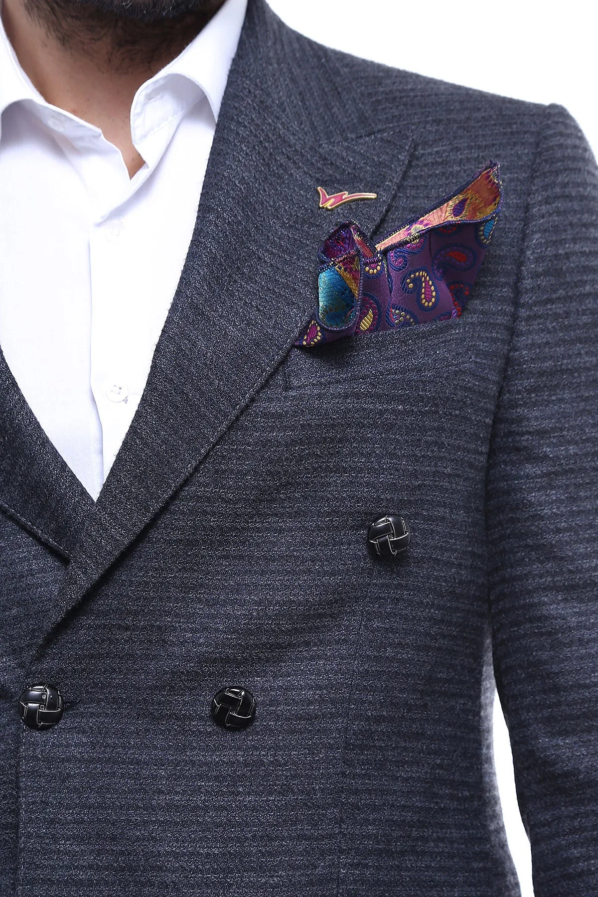 Double Breasted Slim Fit Navy Blue Blazer - Wessi sold by Wessi product image thumbnail 2