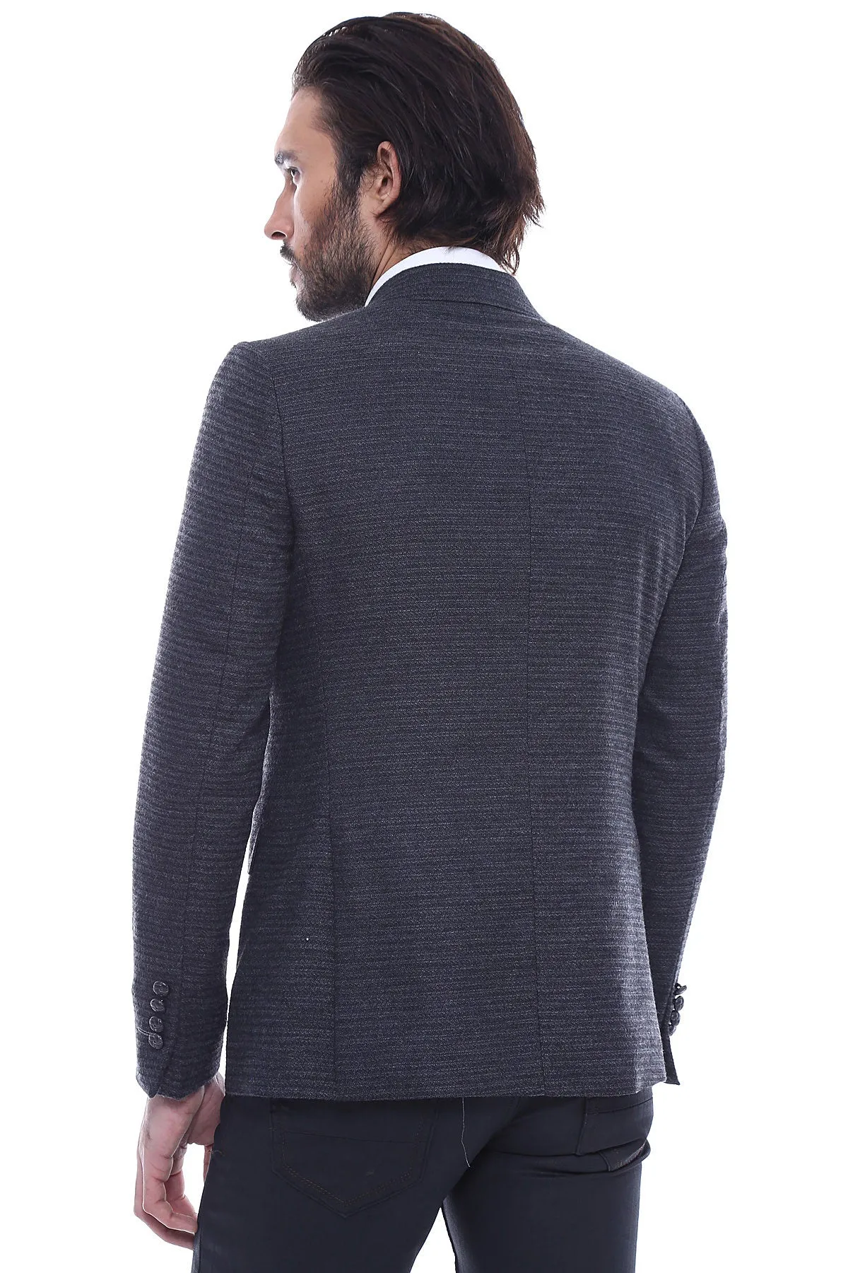 Double Breasted Slim Fit Navy Blue Blazer - Wessi sold by Wessi product image thumbnail 4