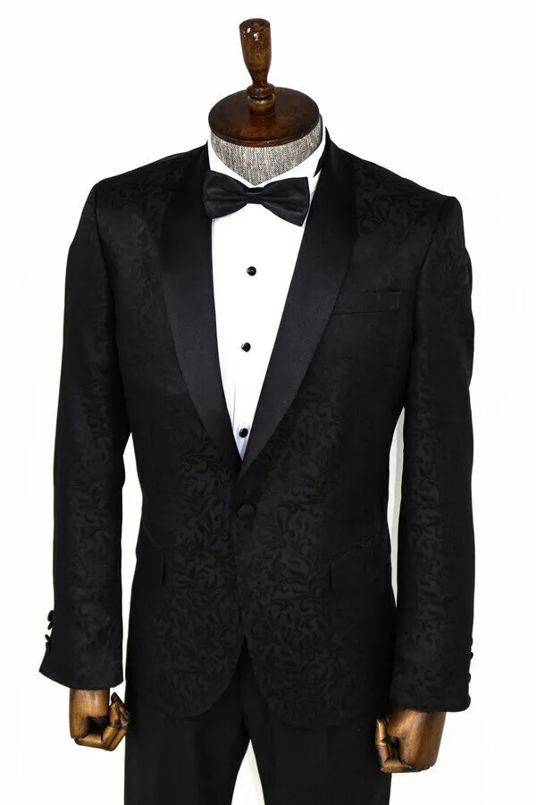 Shawl Lapel Floral Patterned Black Men Wedding Groom Blazer - Wessi sold by Wessi product image thumbnail 5