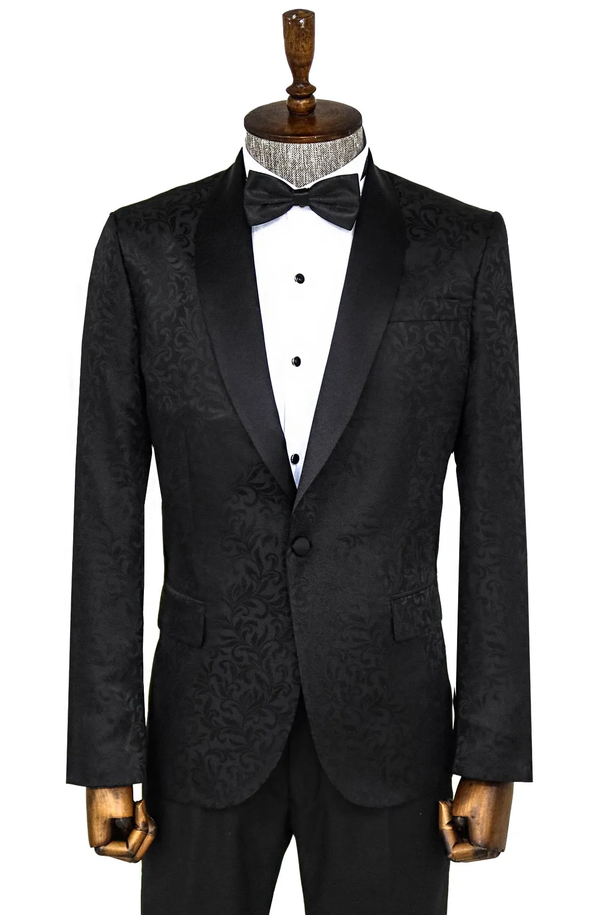 Shawl Lapel Floral Patterned Black Men Wedding Groom Blazer - Wessi sold by Wessi