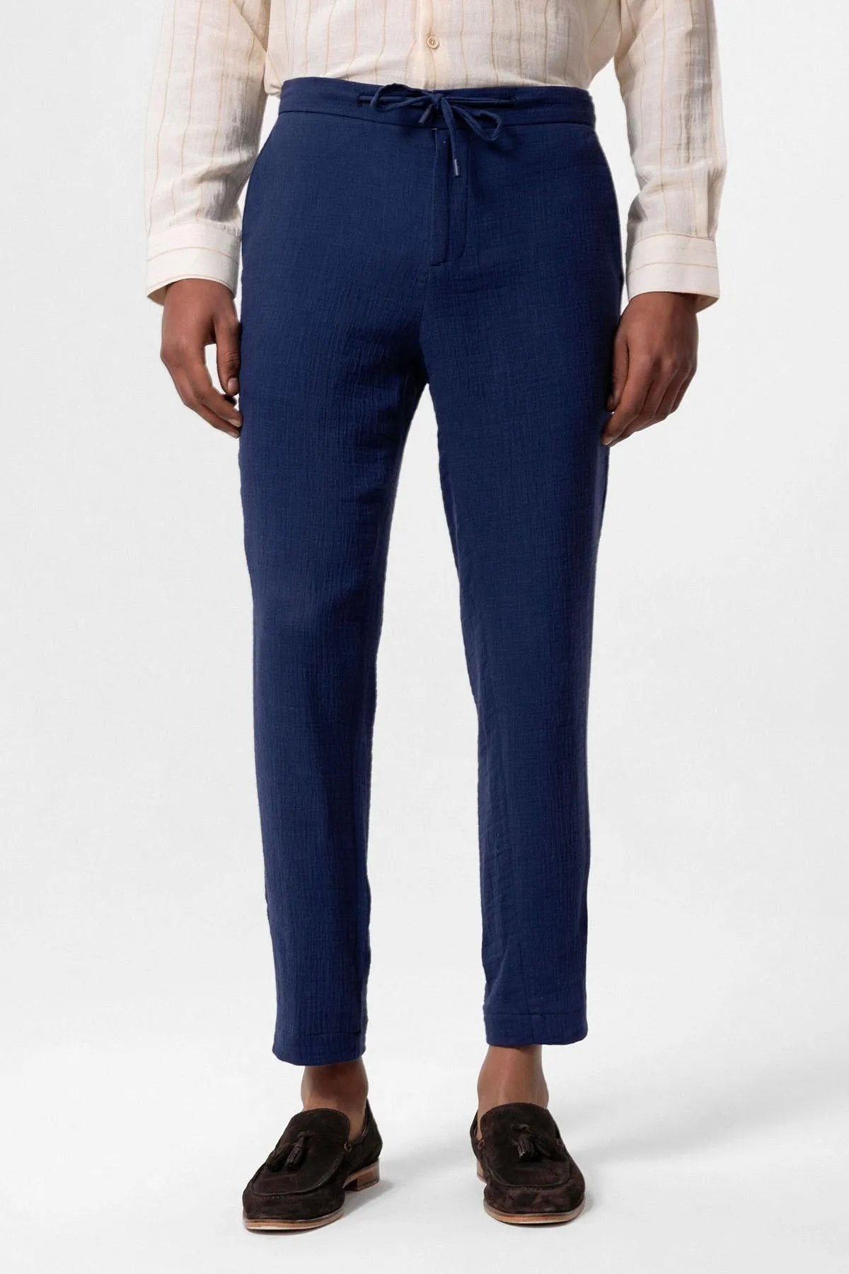 Men's Navy Blue Navy Regular Fit Drawstring Pants - Wessi sold by Wessi product image thumbnail 2