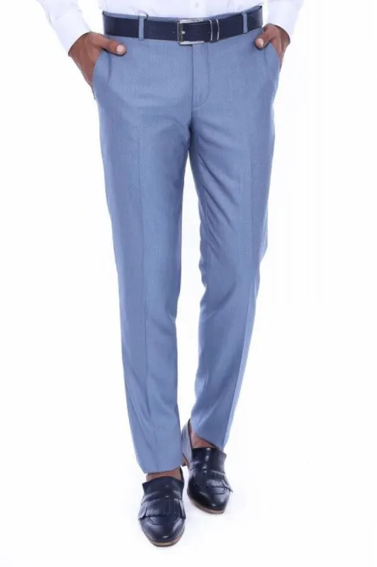 Patterned Light Blue Men Trousers - Wessi sold by Wessi
