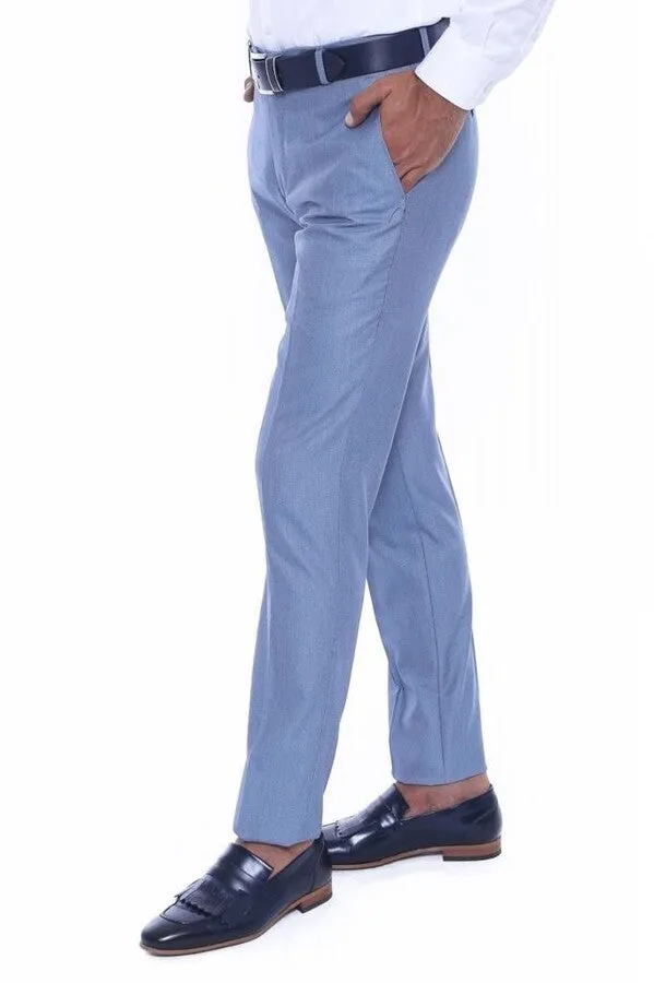 Patterned Light Blue Men Trousers - Wessi sold by Wessi product image thumbnail 2