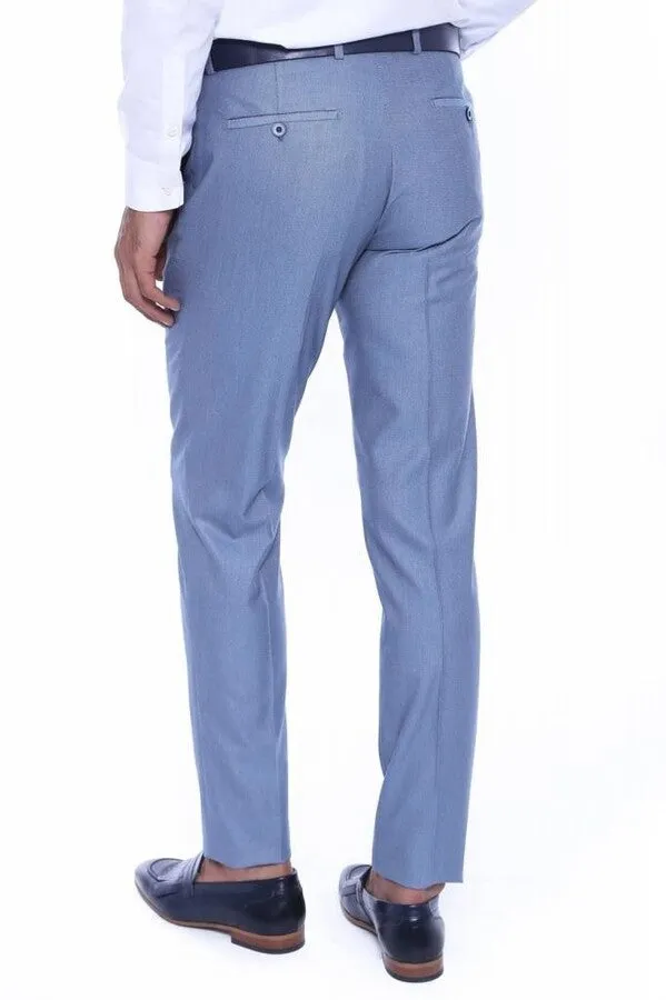 Patterned Light Blue Men Trousers - Wessi sold by Wessi product image thumbnail 3