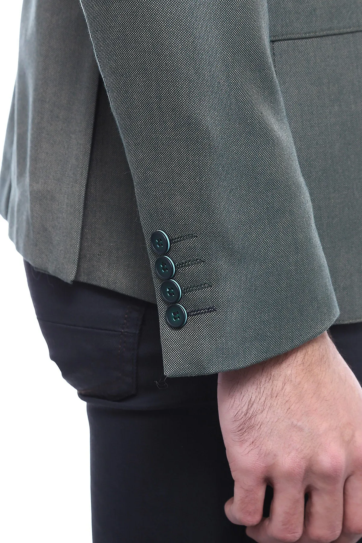 Single Button Half Liner Pointed Collar Green Jacket-Wessi sold by Wessi product image thumbnail 5