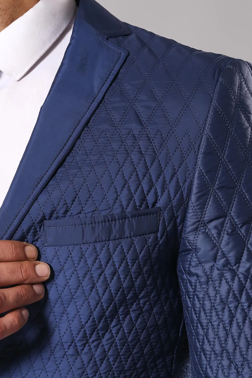 3 Pockets 2 Button Quilted Coat Jacket Navy Blue Short Coat-Wessi sold by Wessi product image thumbnail 2