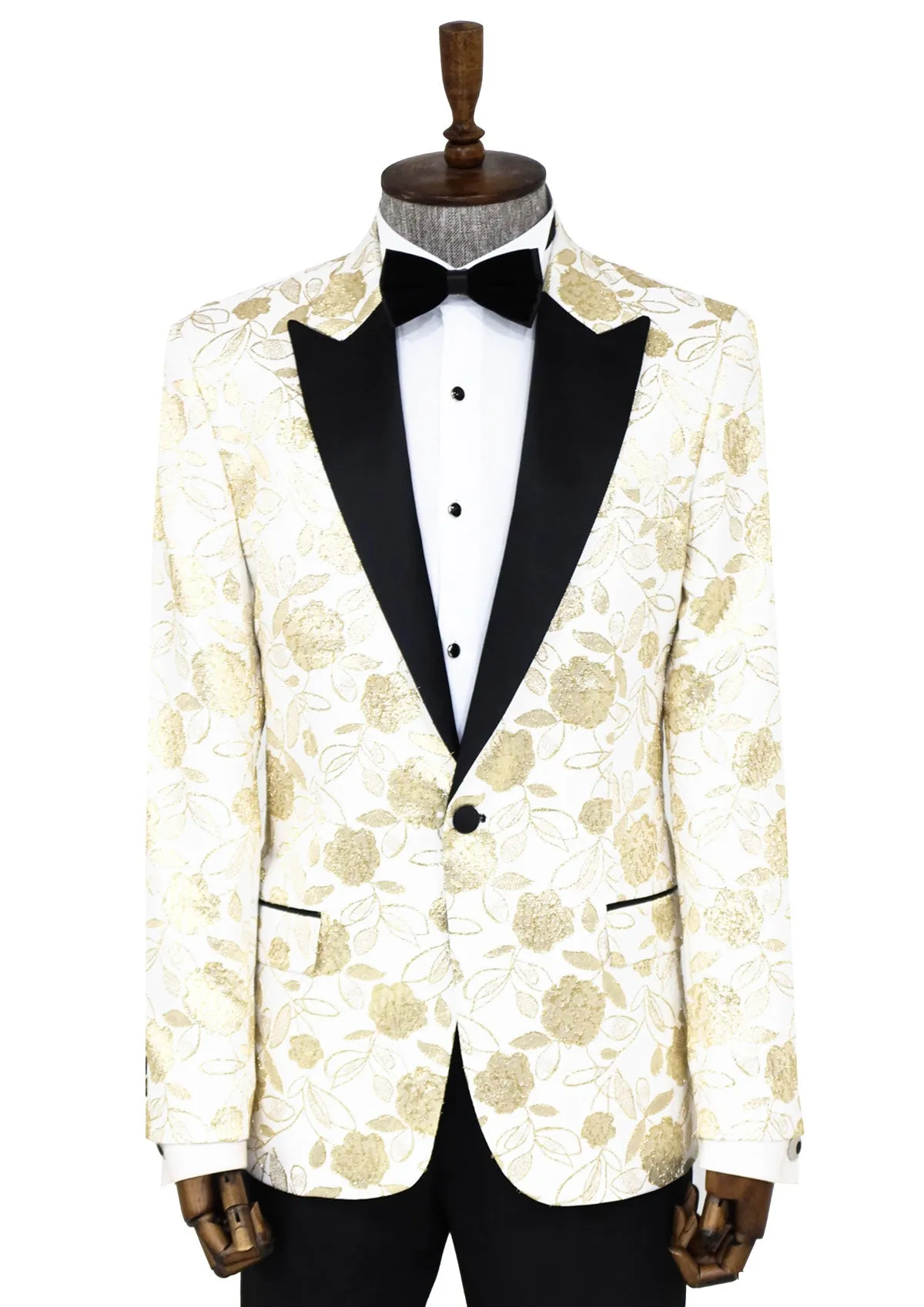 Floral Patterned White Men Tuxedo Blazer - Wessi sold by Wessi