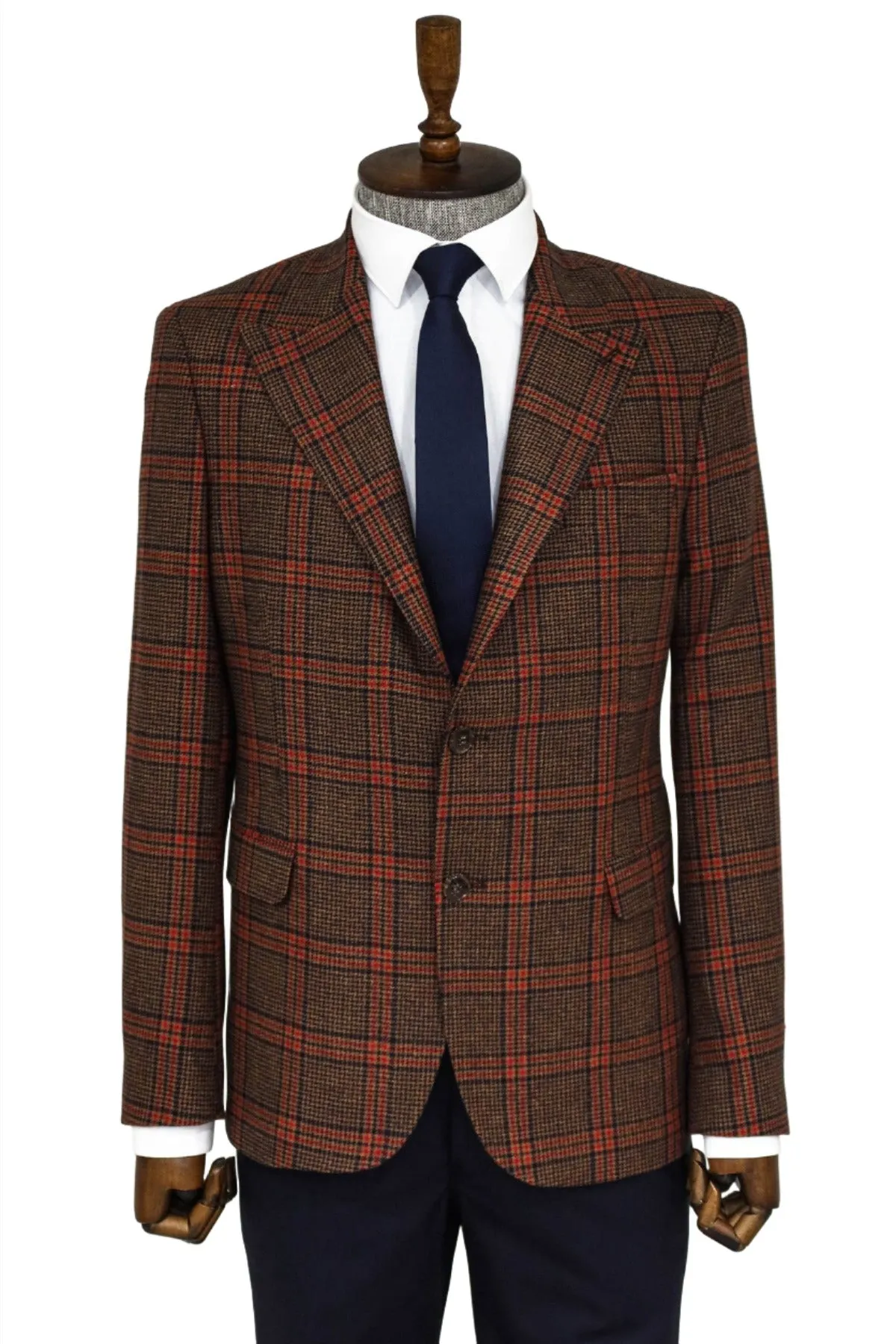Checked Brown Men Blazer - Wessi sold by Wessi product image thumbnail 4