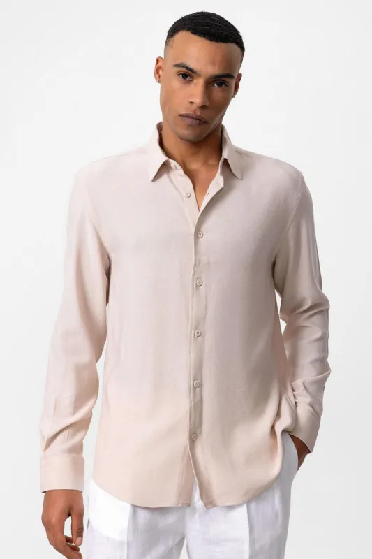 Beige Long Sleeve Linen Shirt - Wessi sold by Wessi