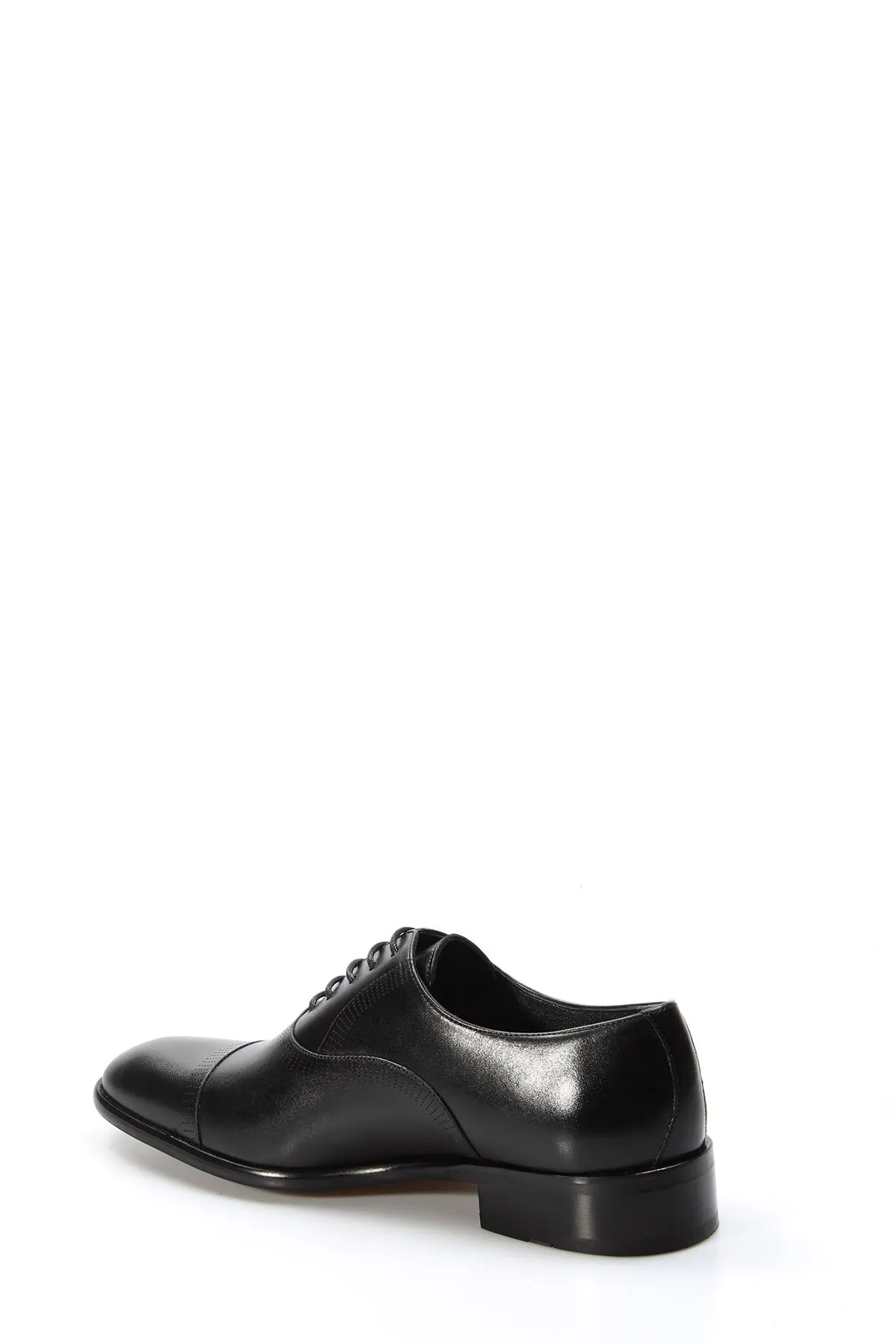 Men's Black Leather Cap-Toe Oxford Shoes - Wessi sold by Wessi product image thumbnail 2