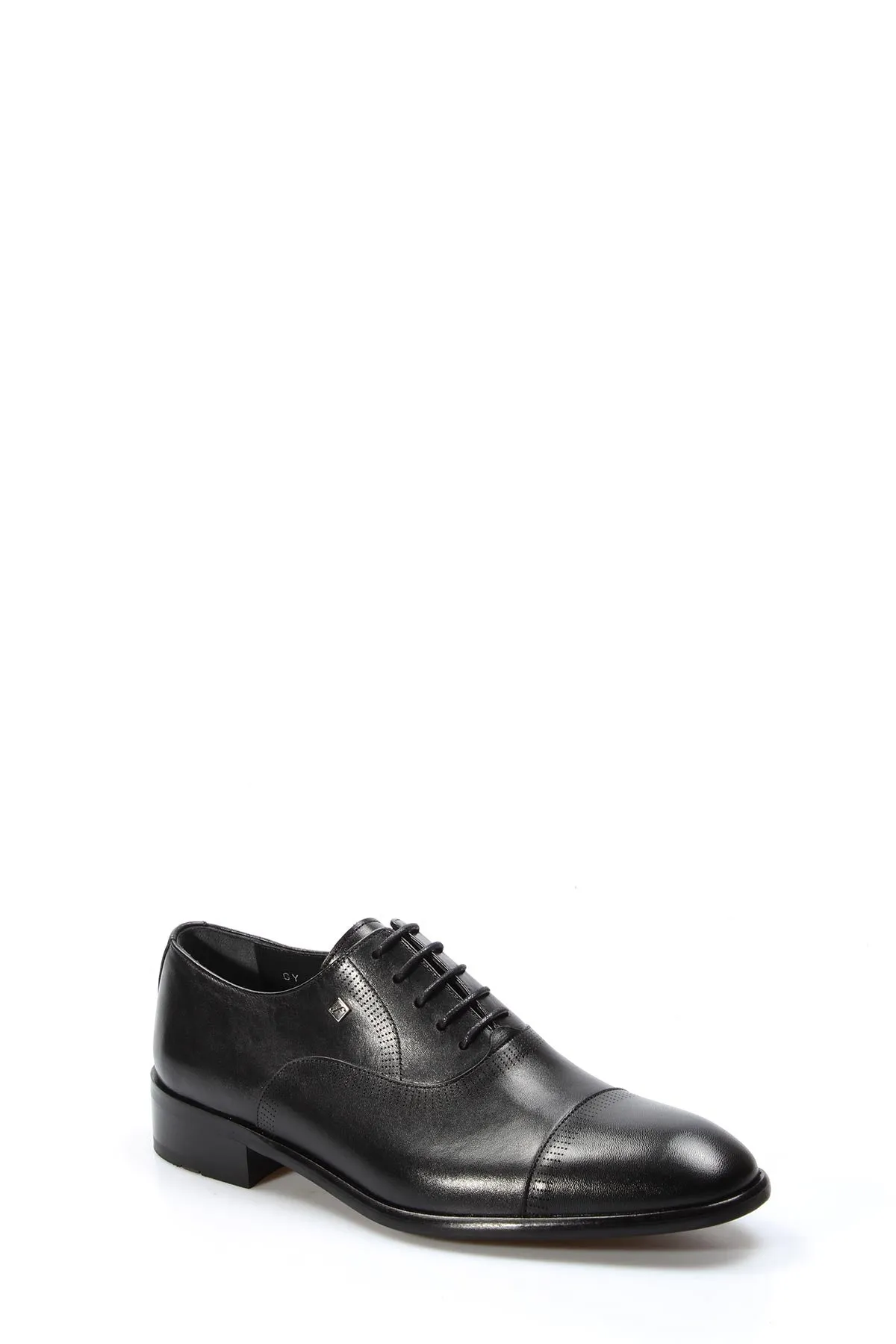 Men's Black Leather Cap-Toe Oxford Shoes - Wessi sold by Wessi product image thumbnail 3