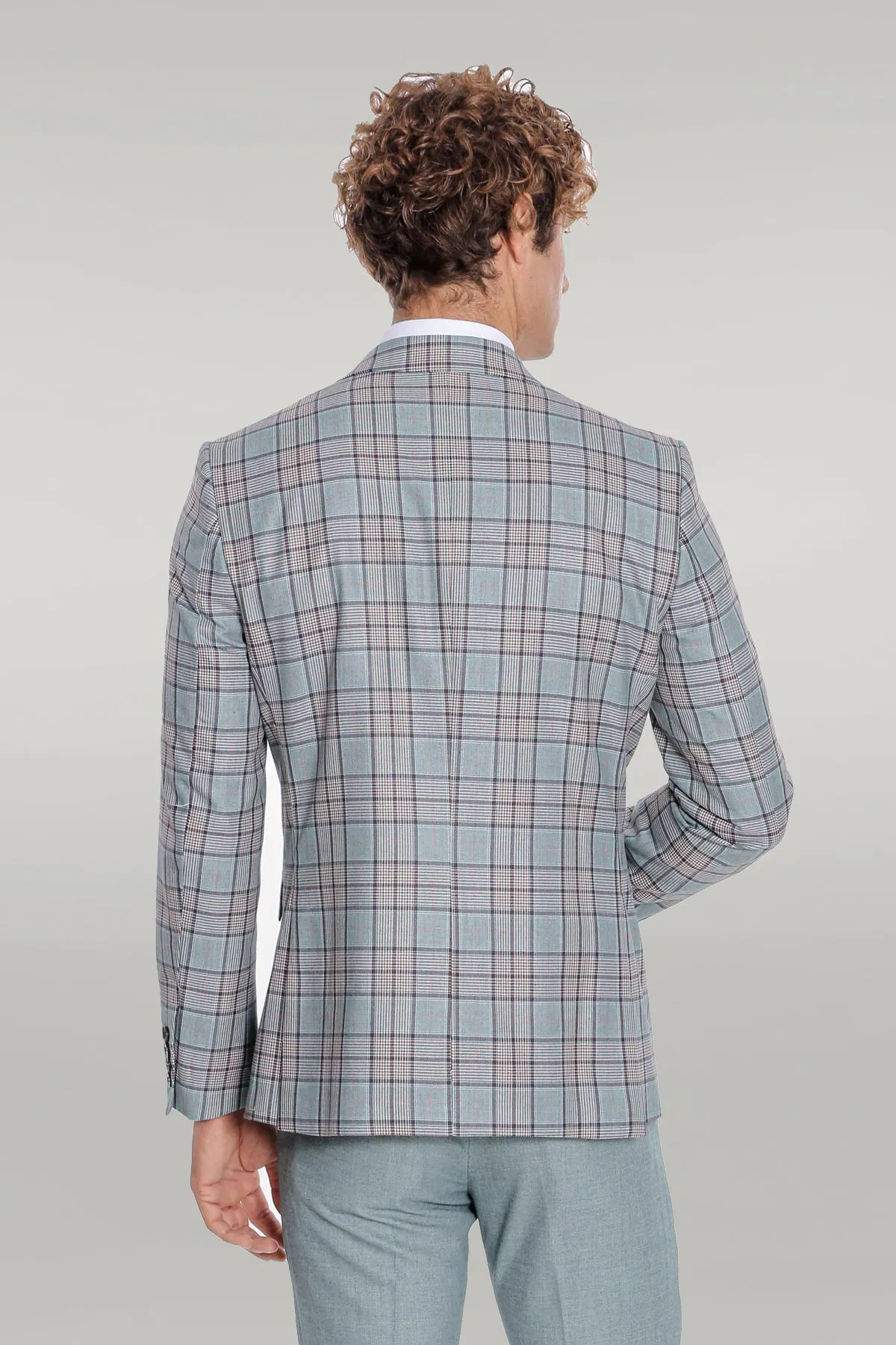 Checked Slim Fit Light Green Men Suit - Wessi sold by Wessi product image thumbnail 4