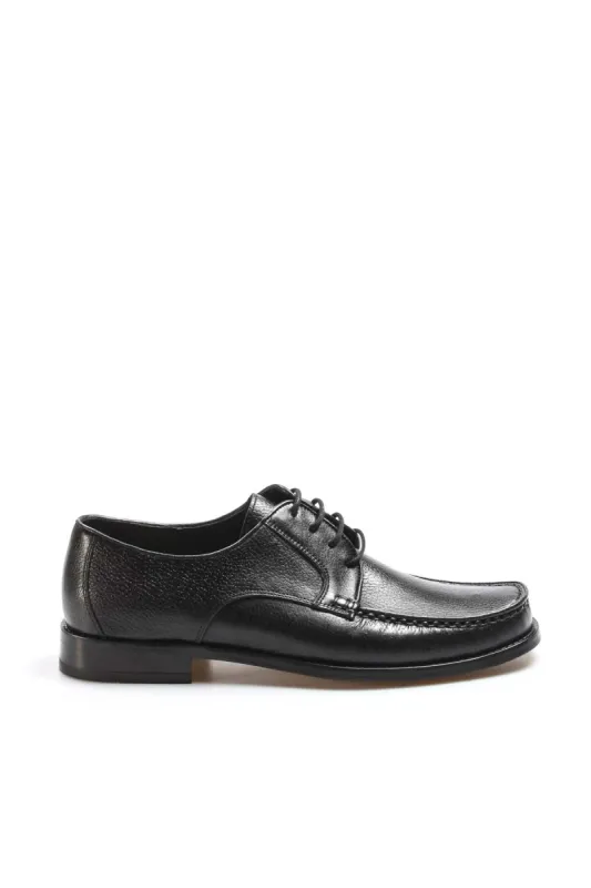 Men's Classic Black Leather Moc-Toe Derby Shoes - Wessi sold by Wessi