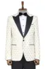 Floral Patterned Peak Lapel White Men Wedding Tuxedo Blazer - Wessi sold by Wessi