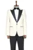 Floral Patterned Peak Lapel White Men Wedding Tuxedo Blazer - Wessi sold by Wessi