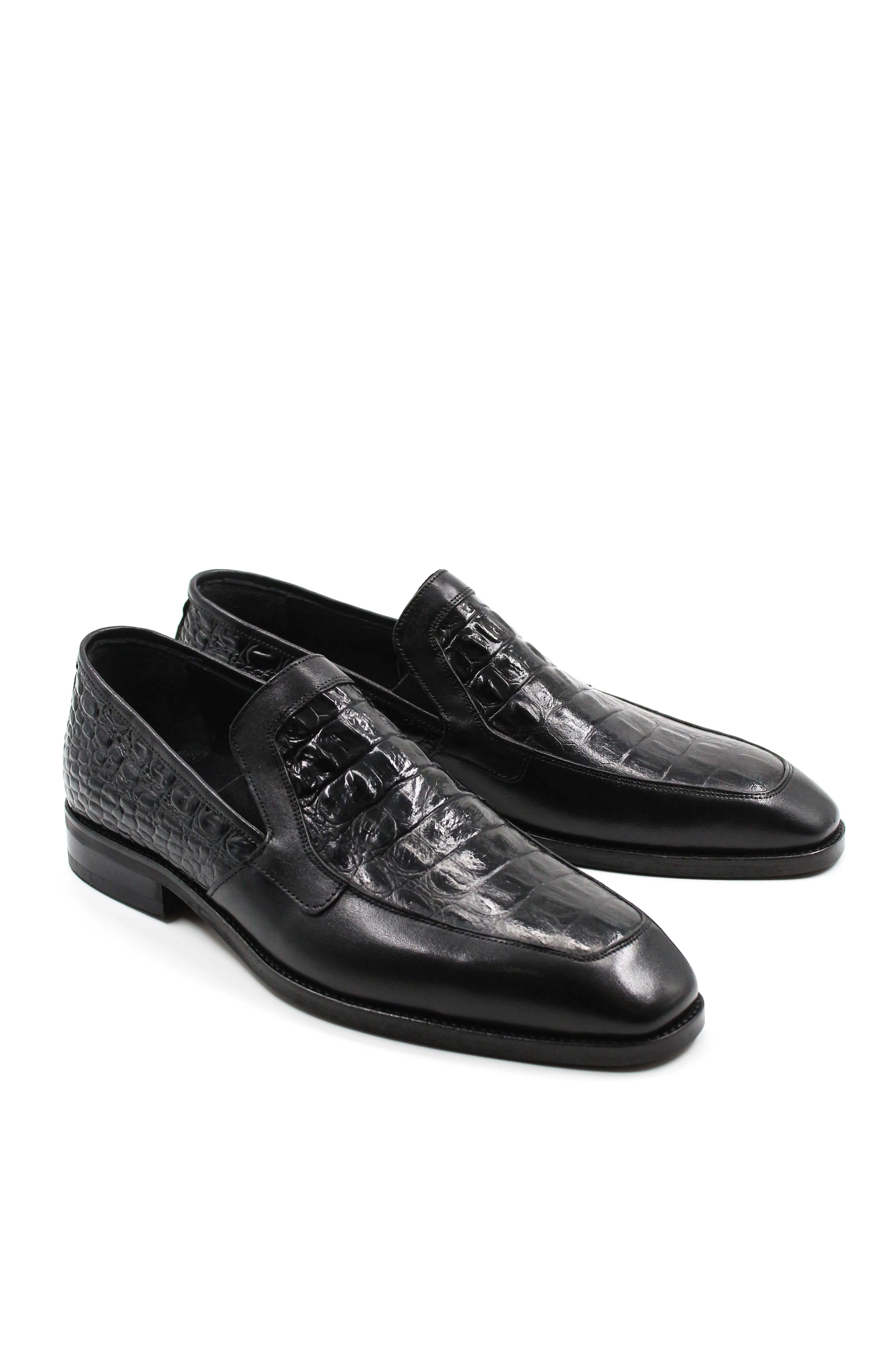 Black Croc-Embossed Leather Loafers Wessi sold by Wessi product image thumbnail 4