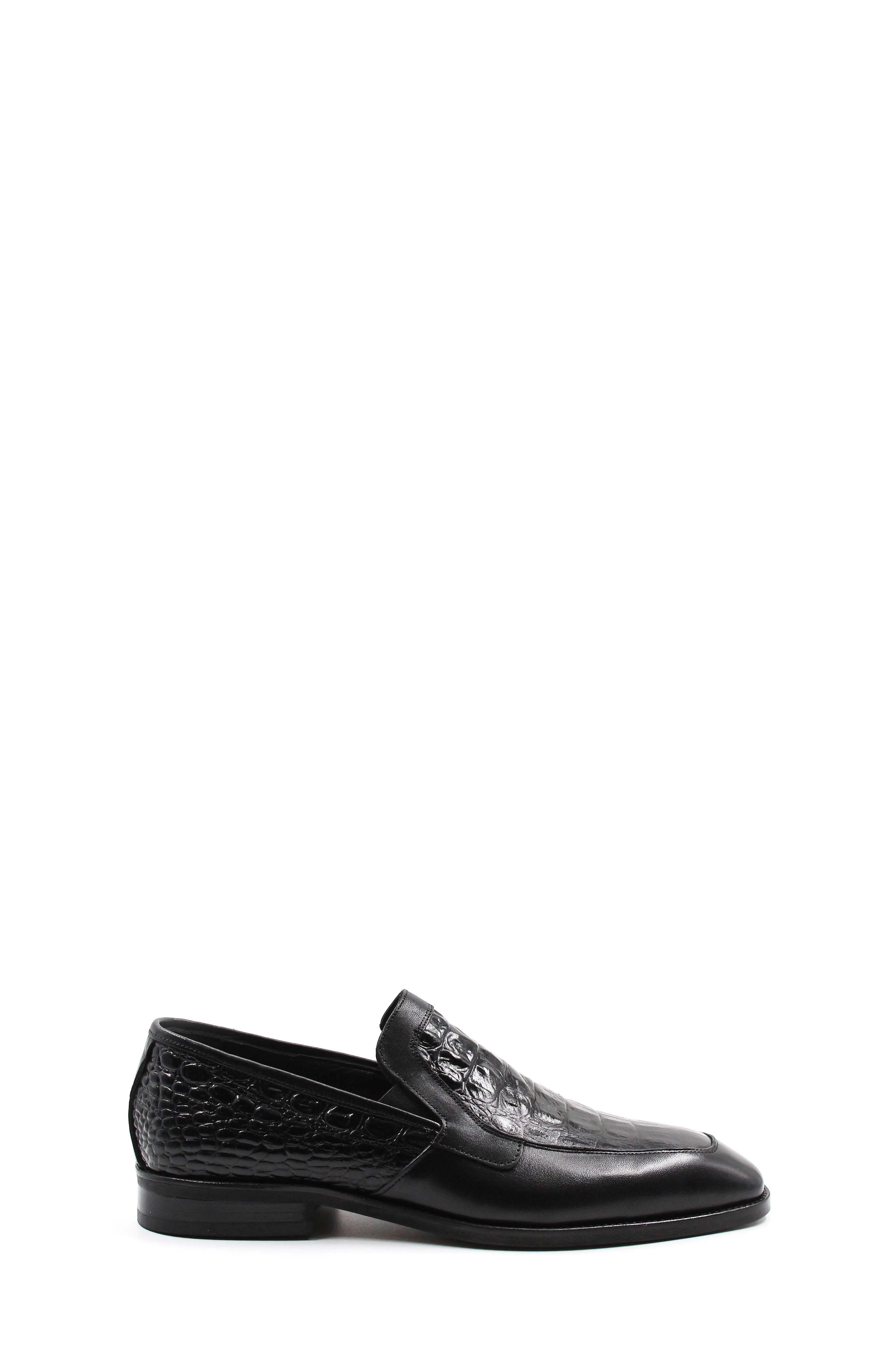 Black Croc-Embossed Leather Loafers Wessi sold by Wessi