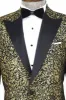 Feather Patterned Slim Fit Black Men Prom Blazer and Trousers Combination Suit - Wessi sold by Wessi