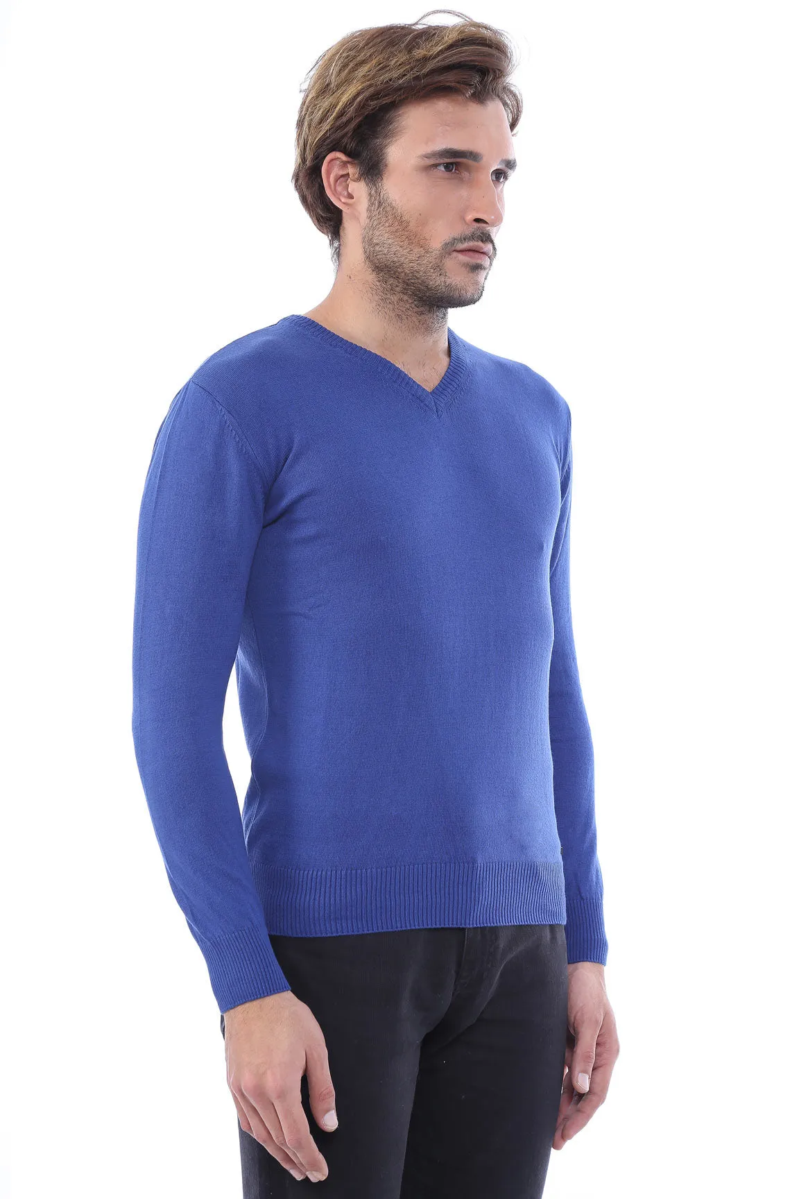 V Neck Indigo Men Sweater | Wessi sold by Wessi product image thumbnail 2
