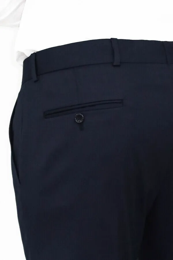 Slim Fit Plain Navy Blue Men Pants - Wessi sold by Wessi product image thumbnail 4