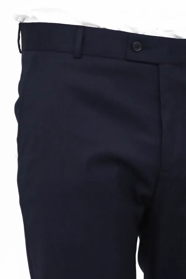 Slim Fit Plain Navy Blue Men Pants - Wessi sold by Wessi product image thumbnail 2