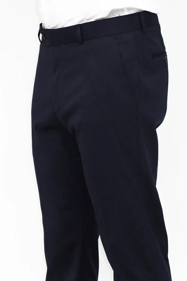 Slim Fit Plain Navy Blue Men Pants - Wessi sold by Wessi product image thumbnail 5