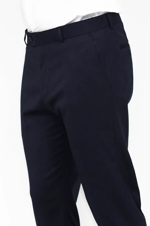 Slim Fit Plain Navy Blue Men Pants - Wessi sold by Wessi product image thumbnail 3